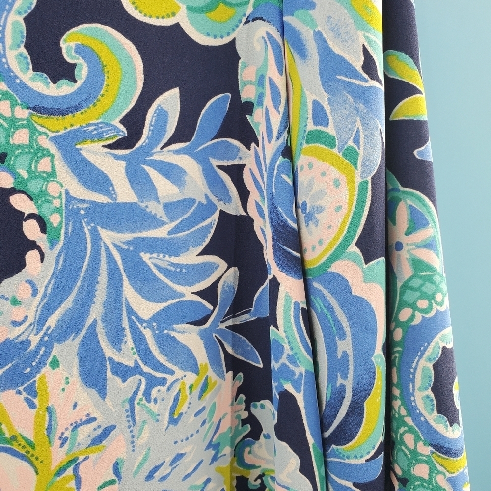 Lilly Pulitzer blue tropical print blouse S - Picture 9 of 13